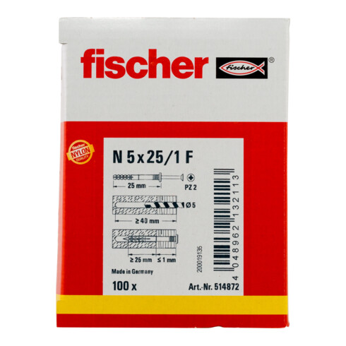 fischer Spijkerplug N met platte kop