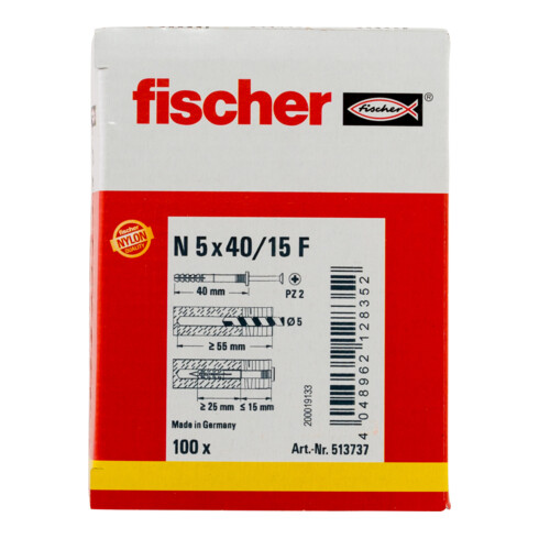 fischer Spijkerplug N met platte kop