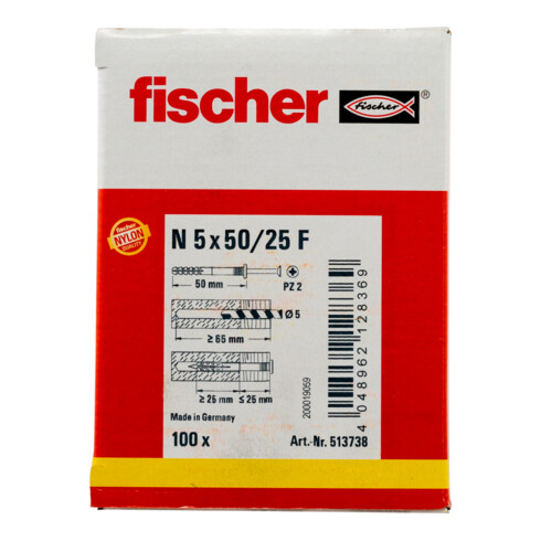 fischer Spijkerplug N met platte kop