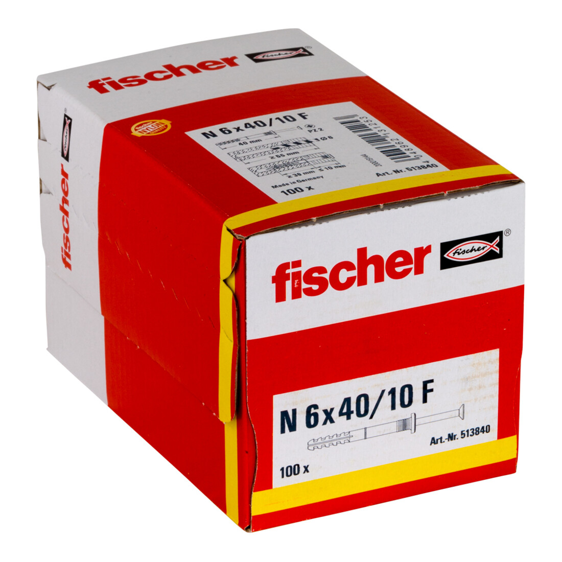 fischer  Nagelplug N 6 x 40/10 F met platte kop