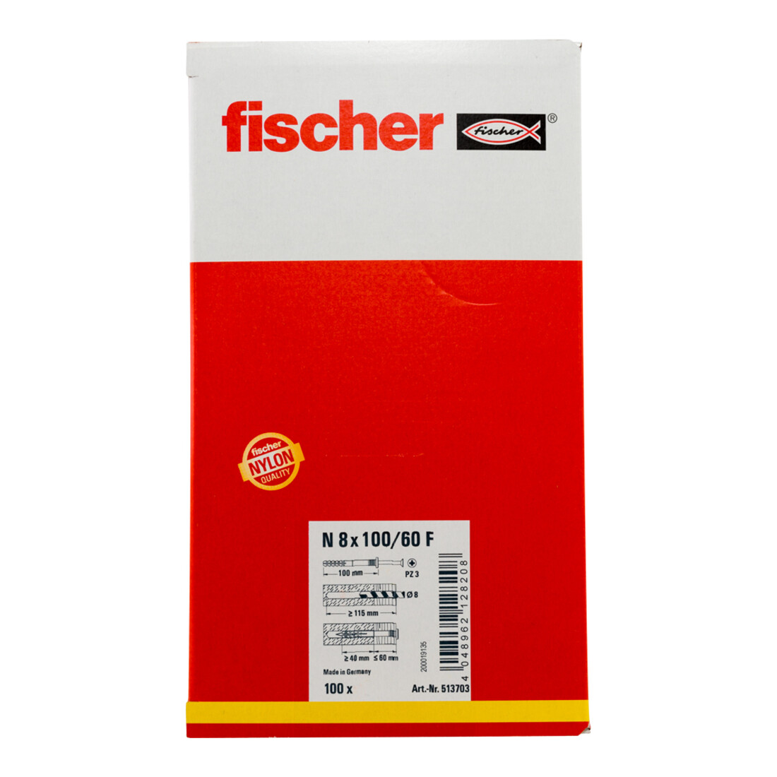 fischer  Nagelplug N 8 x 100/60 F met platte kop