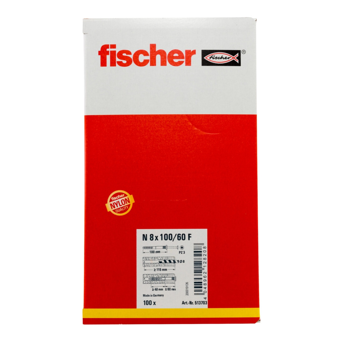 fischer  Nagelplug N 8 x 100/60 F met platte kop