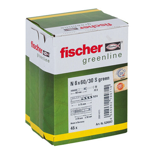 fischer Nagelplug N GROEN met schroef