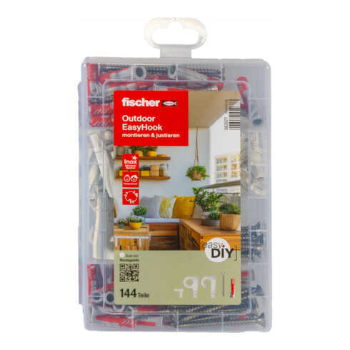 fischer Outdoor EasyHook easyDIY Box + Schraube rostfrei (144 Teile)