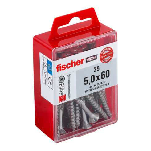 Vis à tête fraisée fischer Power-Fast FPF-SZ, empreinte PZ, inox A2, filetage partiel