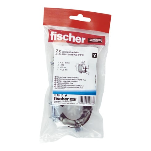 fischer Premium scharnierende snelsluitende pijpbeugel FGRS Plus 3/4" B DHZ