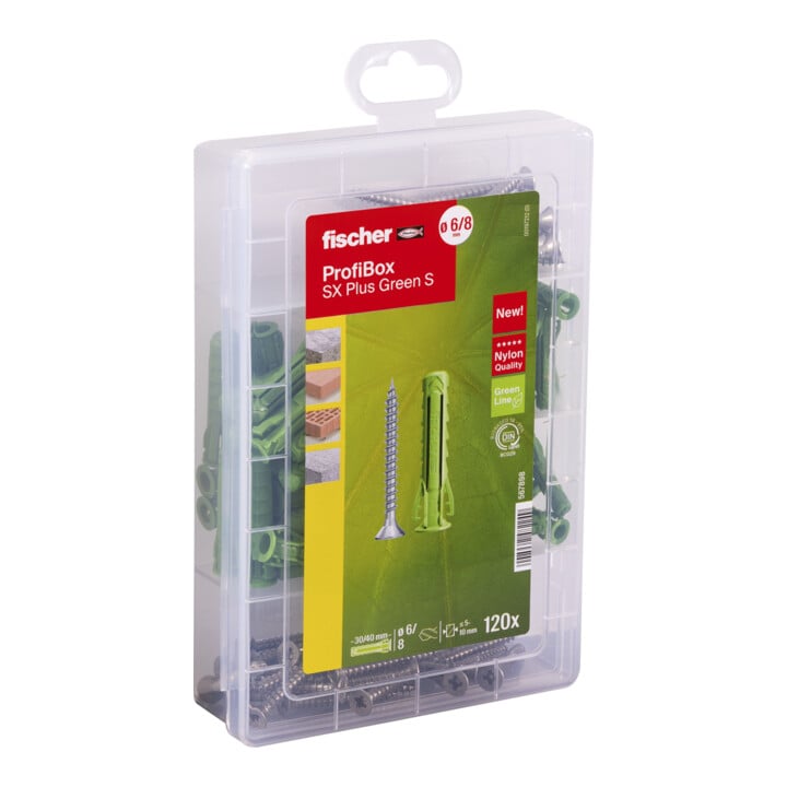 fischer Profi-Box chevilles à expansion SX Plus vertes + vis (120 pièces)