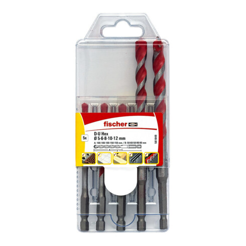 fischer Set de forets universels D-U Hex 5-12mm (5)
