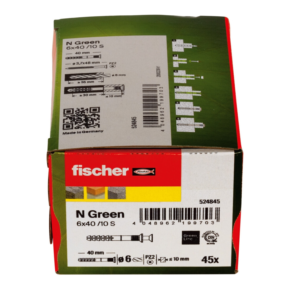 Cheville à frapper fischer N vert S avec vis en acier électrozingué