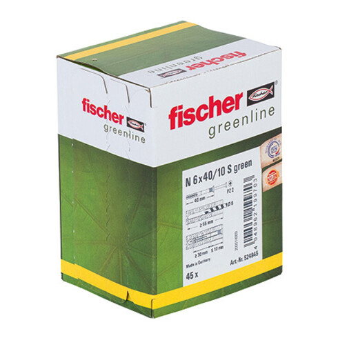 Cheville à frapper fischer N vert S avec vis en acier électrozingué