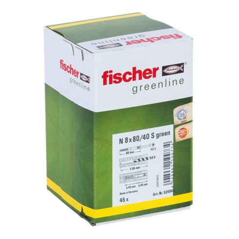 Cheville à frapper fischer N vert S avec vis en acier électrozingué