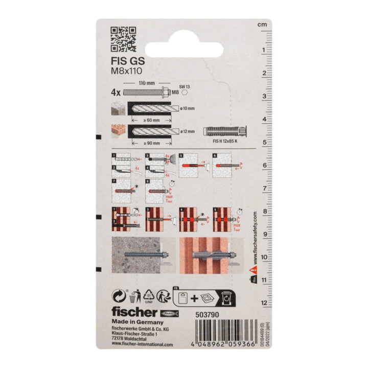 fischer Tiges d'injection filetées FIS GS M8x110 K (4)