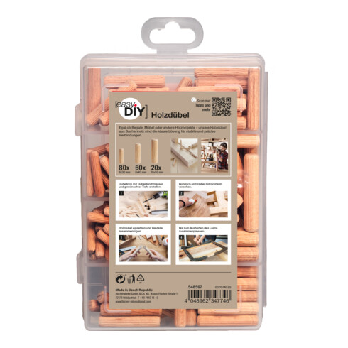 fischer Tourillons en bois easyDIY boîte (160 pièces)