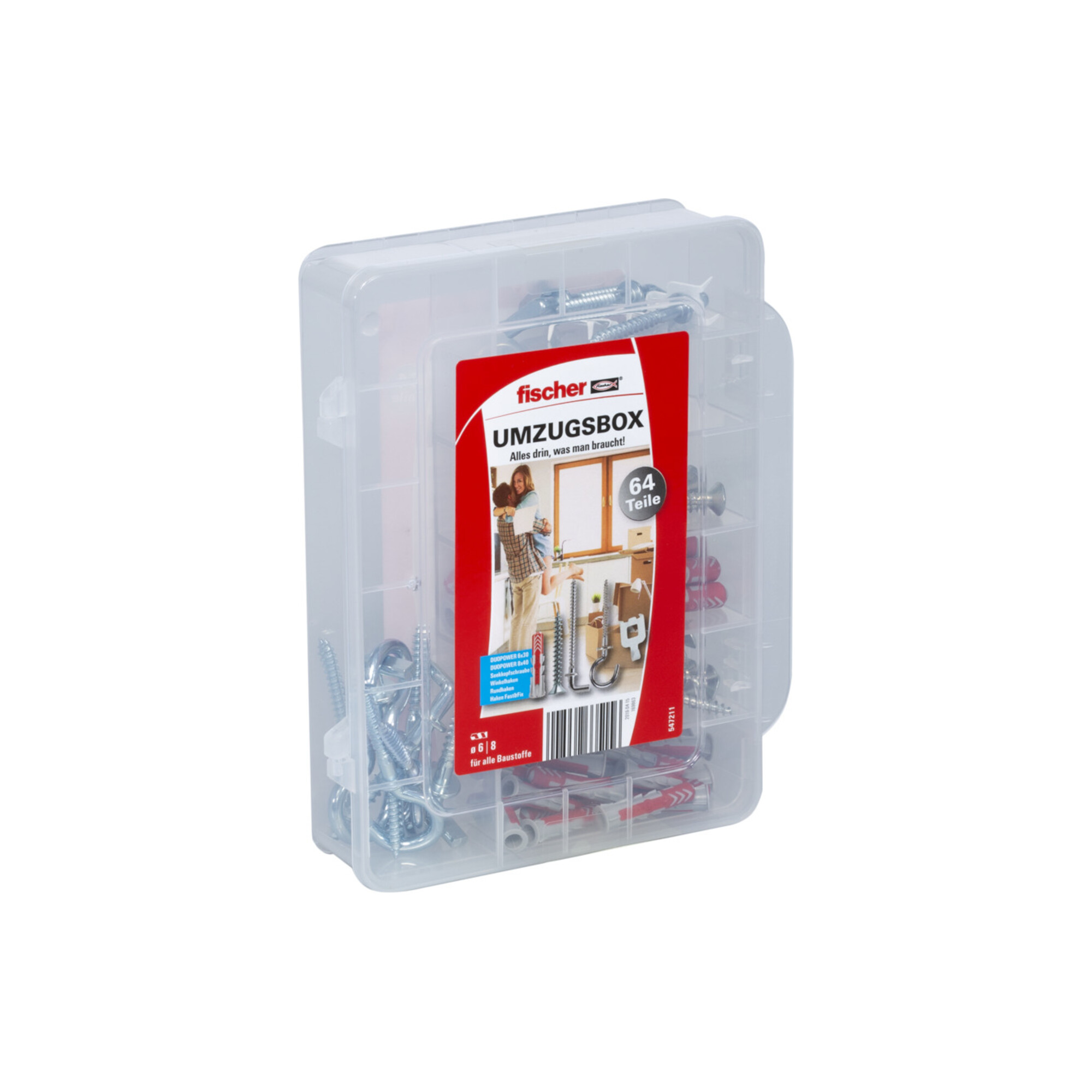 fischer Umzugsbox DuoPower 6 und 8 mm 64-teilig