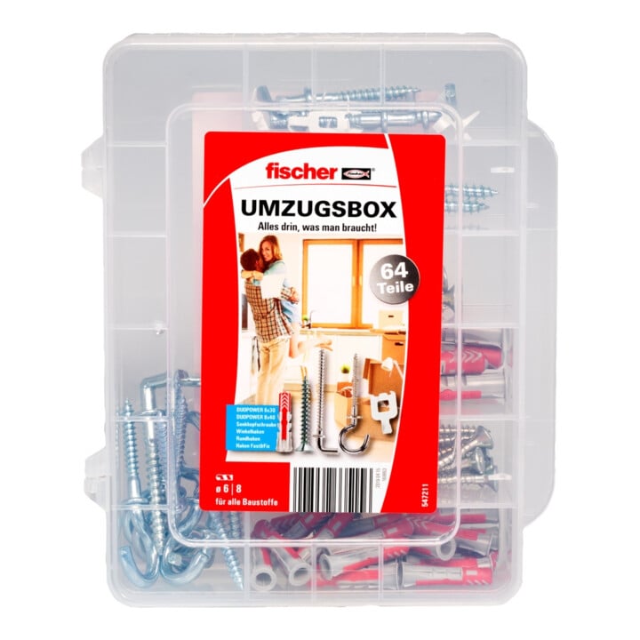 fischer Umzugsbox DuoPower 6 und 8 mm 64-teilig