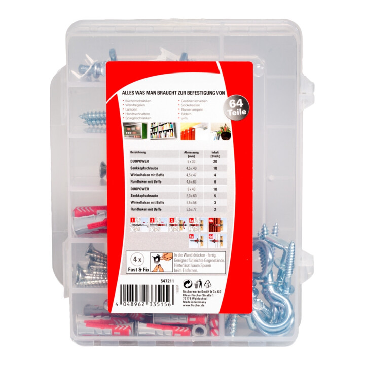 fischer Umzugsbox DuoPower 6 und 8 mm 64-teilig