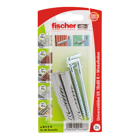 fischer Universaldübel UX 10 x 60 WH K SB-Karte
