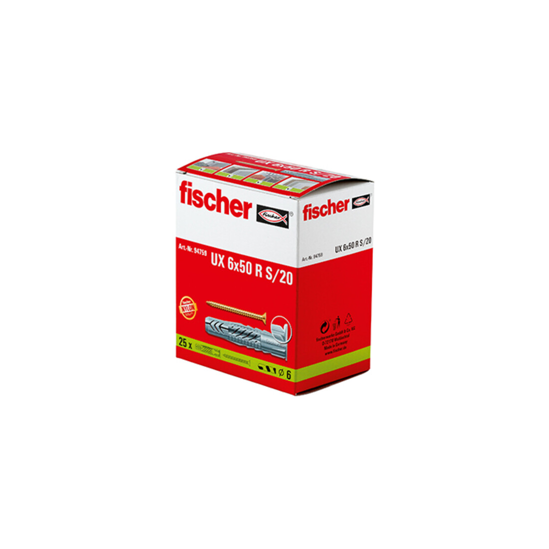 fischer Universaldübel UX 6x50 R S/20