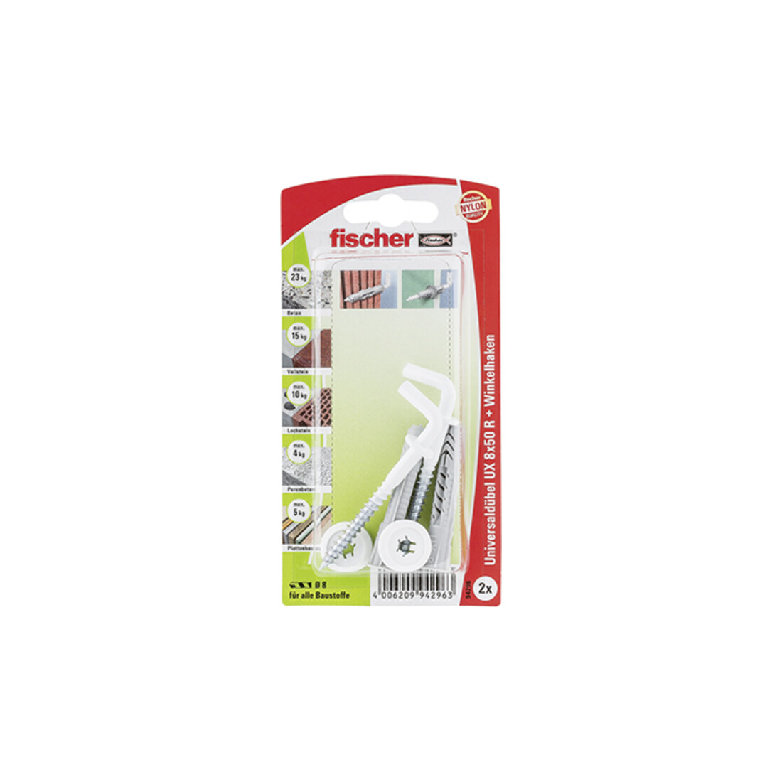 fischer Universaldübel UX 8 x 50 WH N K SB-K
