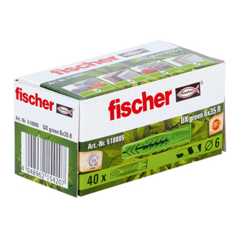 fischer Universele plug UX GROEN met platte kraag