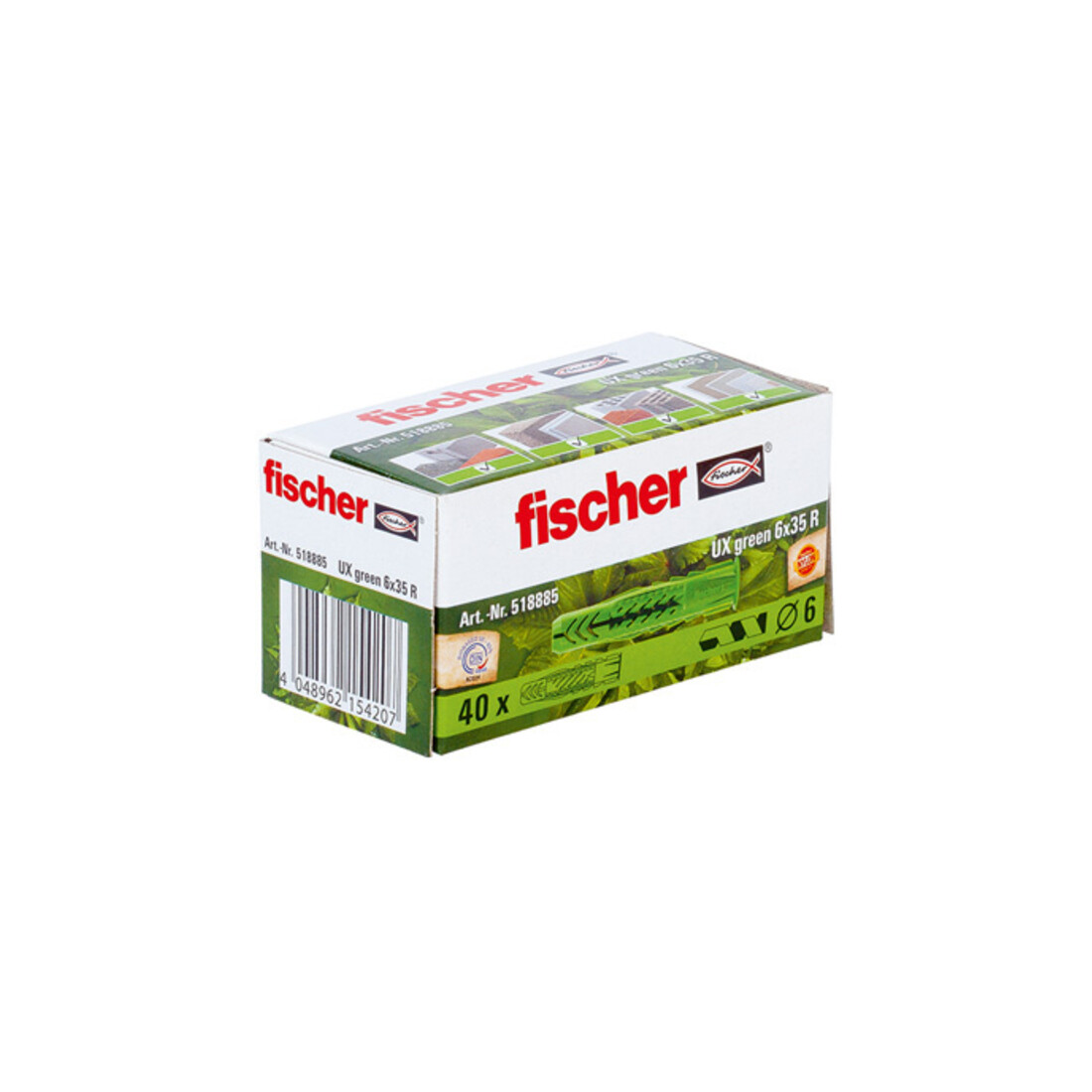 fischer Universele plug UX GROEN met platte kraag