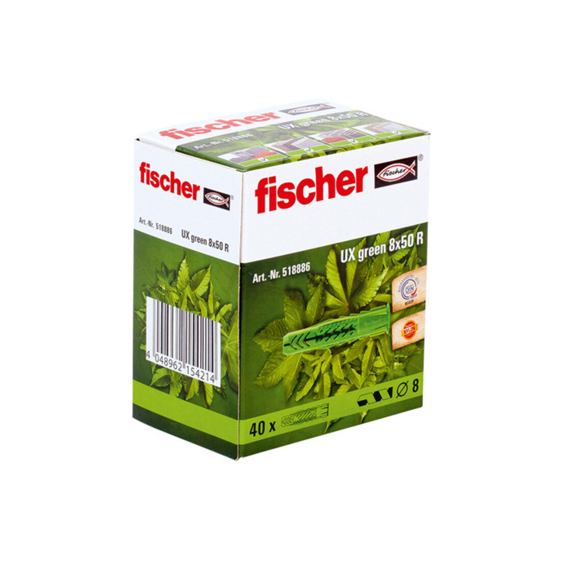 fischer  universeelplug UX Green 8 x 50 met rand