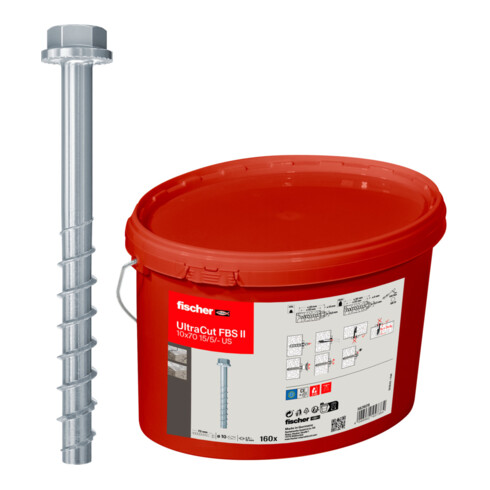 fischer Vis à béton UltraCut FBS II 10x70 15/5 US Seau (160)