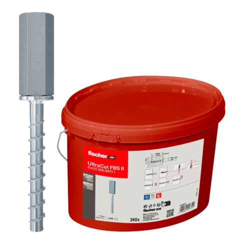 fischer Vis à béton UltraCut FBS II 6x35 M8/M10 I Seau (240)