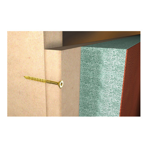 Vis à tête fraisée pour panneau fischer MDF FDF-ST réduite 6 mm, 60°, empreinte TX, bichromaté, filetage partiel