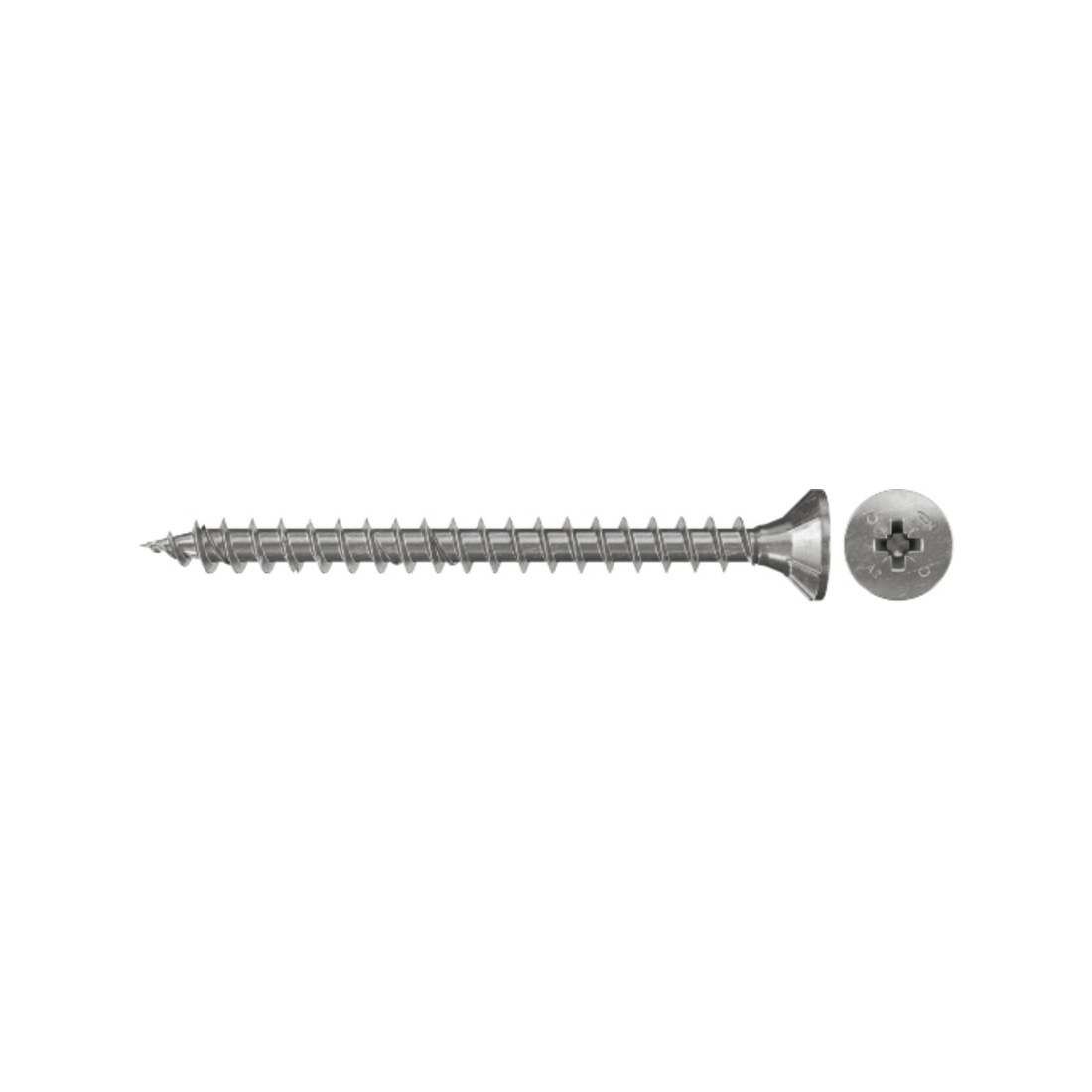fischer Vis Power-Fast FPF-LZ 3,5 x 30 A2F 200 Tête fraisée bombée, empreinte PZ, inox A2, filetage total