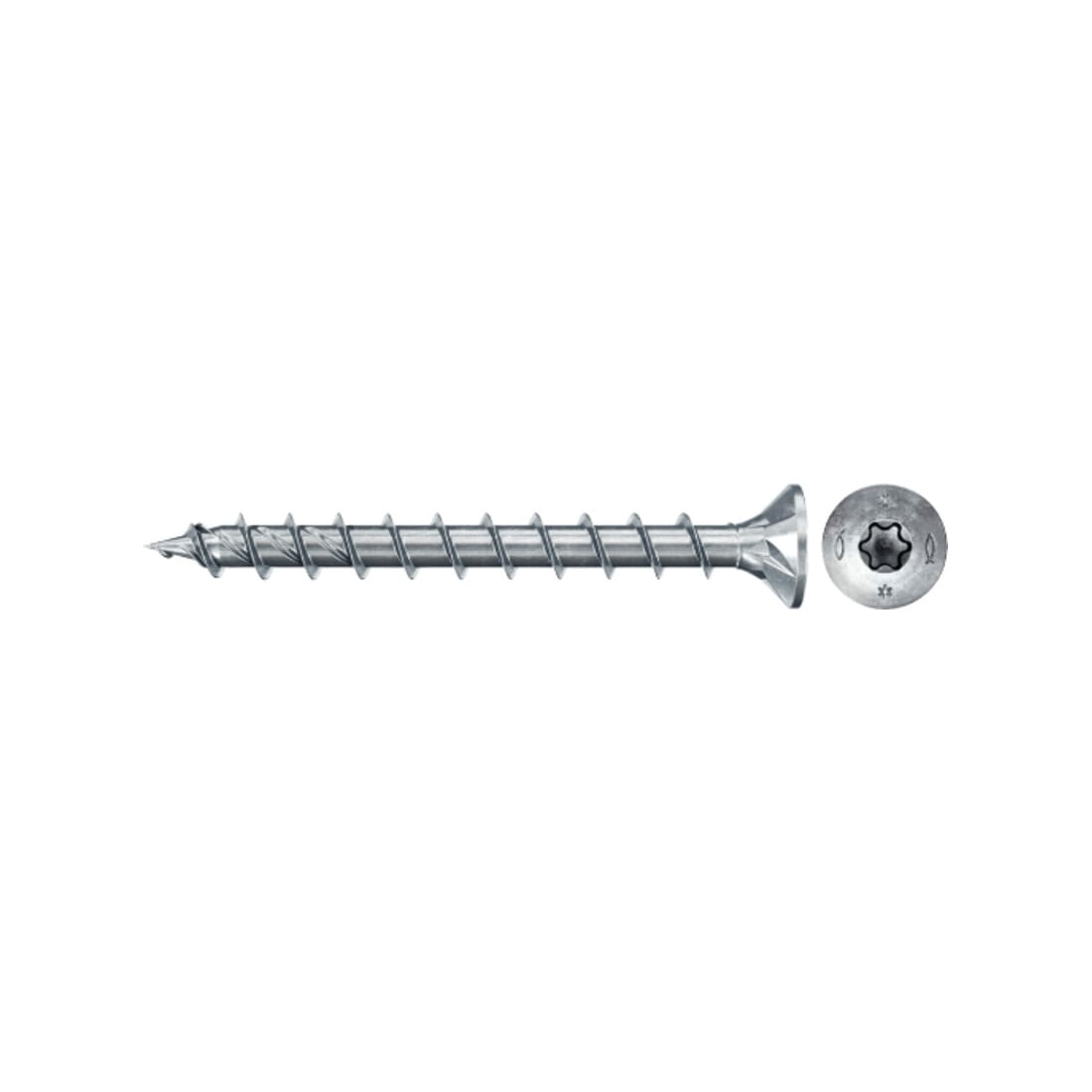 fischer Vis PowerFast II FPF II CTF 6,0x60 BC 200 Tête fraisée, empreinte TX, zingué blanc, filetage total