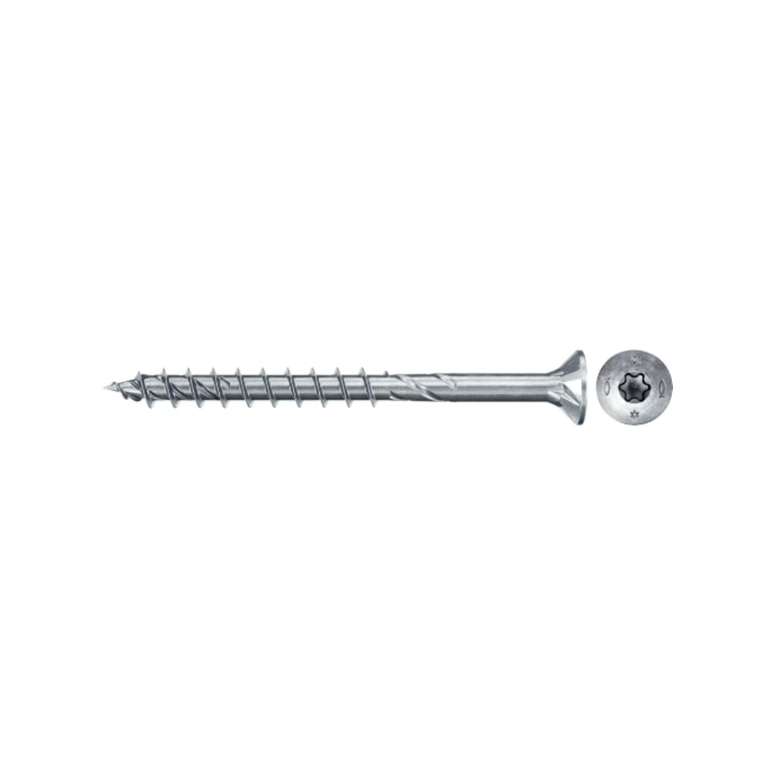 fischer Vis PowerFast II FPF II CTX25P 5,0x80 BC 200 Tête fraisée, empreinte TX, zingué blanc, filetage partiel