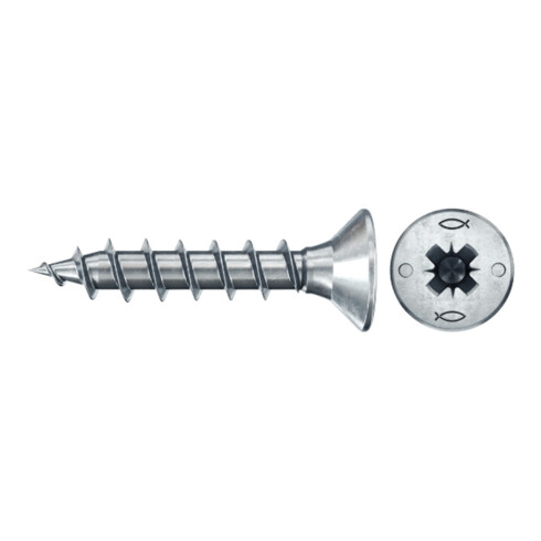 fischer Vis PowerFast II FPF II CZF 3,0x16 BC 300 Tête fraisée, empreinte PZ, zingué blanc, filetage total