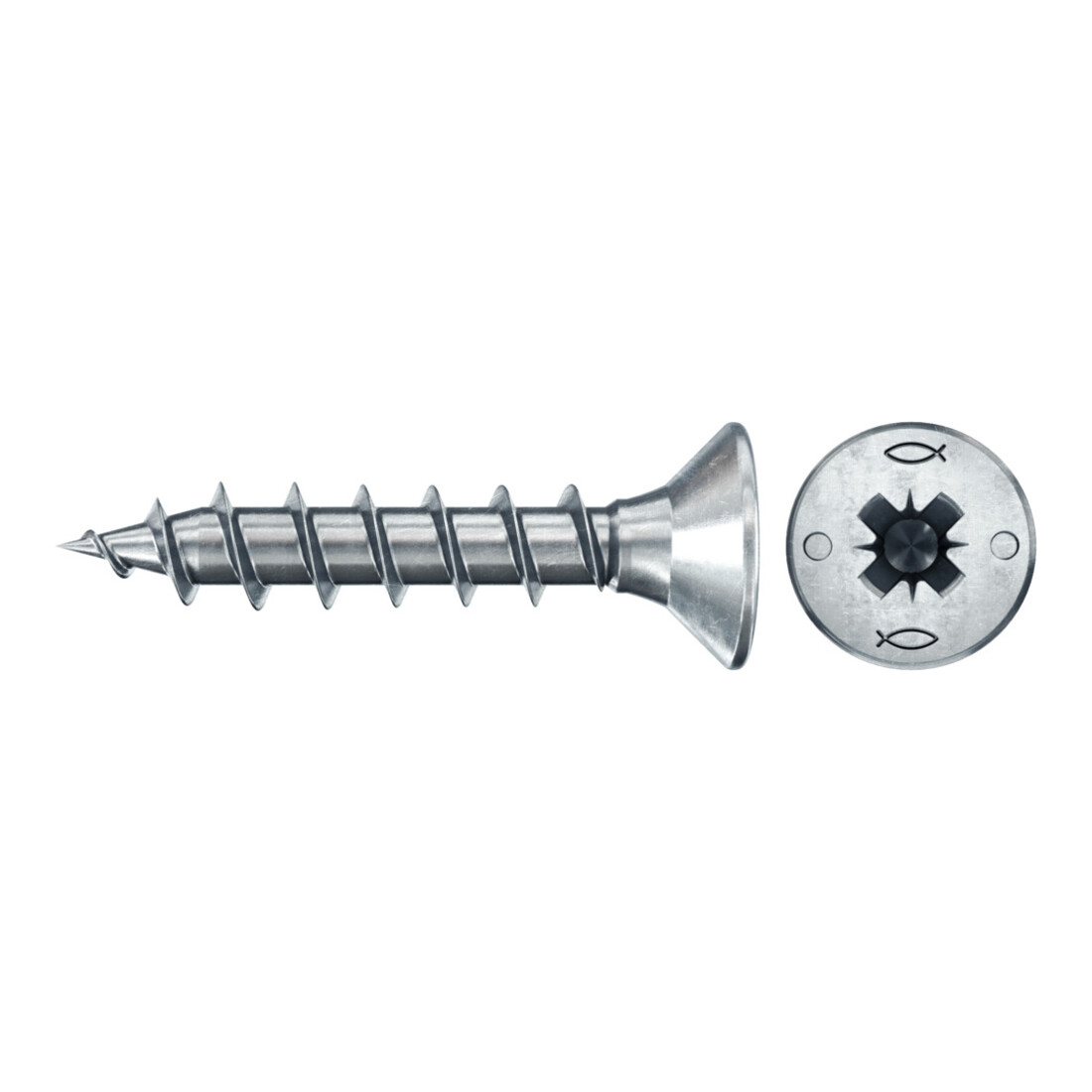 fischer Vis PowerFast II FPF II CZF 3,0x16 BC 300 Tête fraisée, empreinte PZ, zingué blanc, filetage total