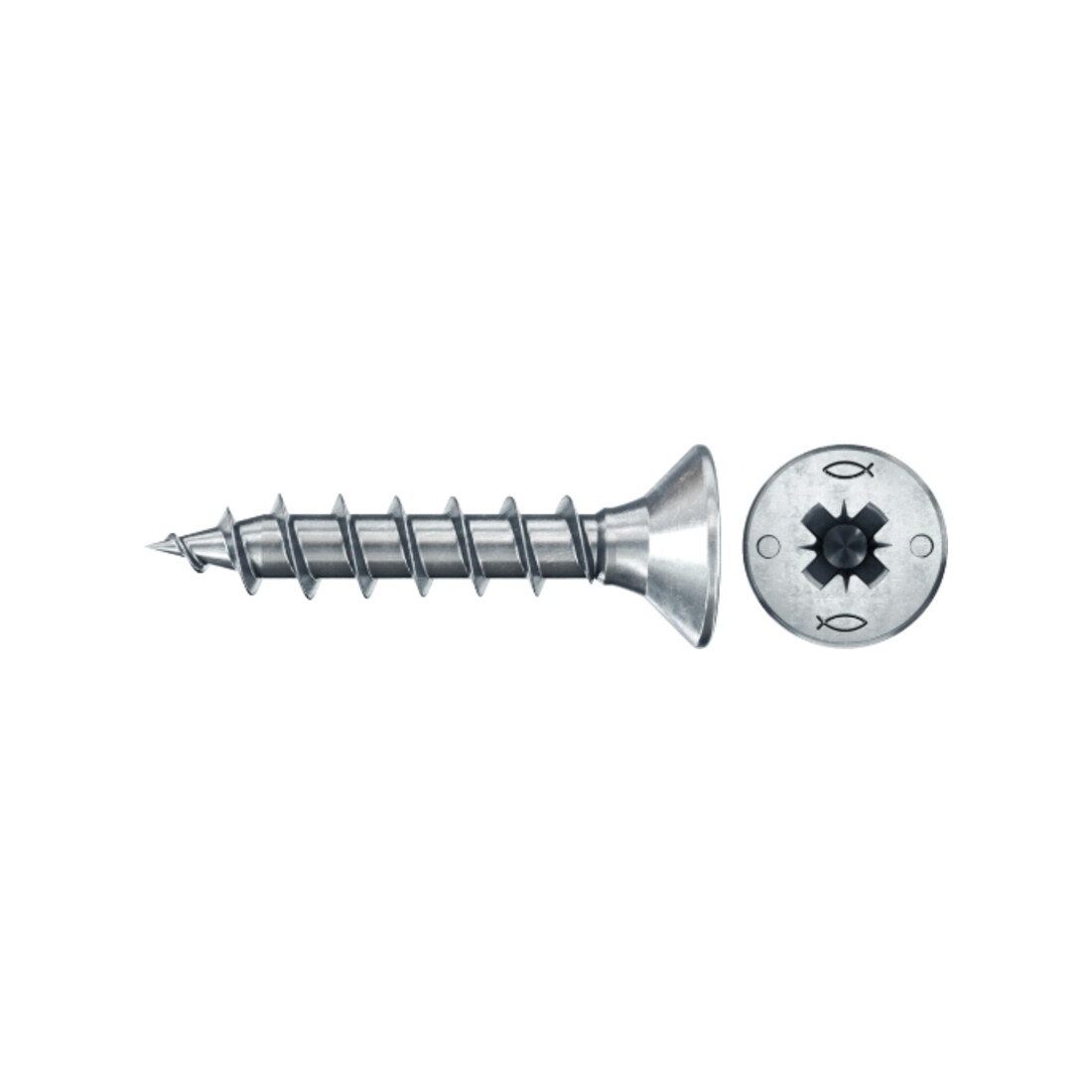 fischer Vis PowerFast II FPF II CZF 3,0x20 BC 300 Tête fraisée, empreinte PZ, zingué blanc, filetage total