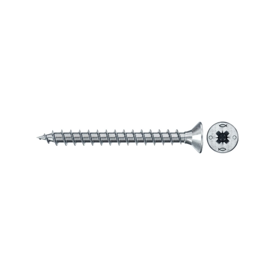 fischer Vis PowerFast II FPF II CZF 3,0x35 BC 300 Tête fraisée, empreinte PZ, zingué blanc, filetage total