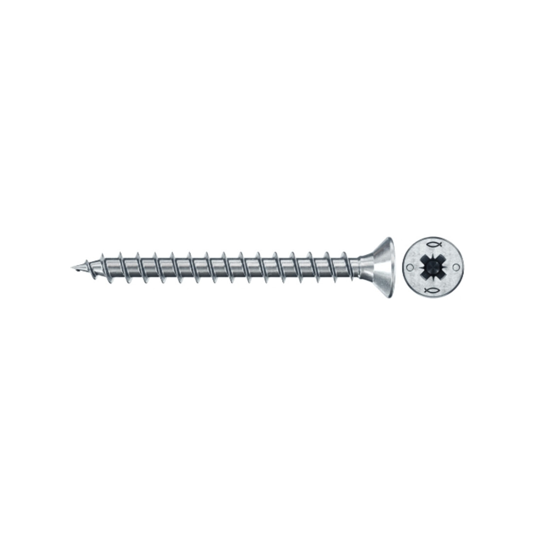 fischer Vis PowerFast II FPF II CZF 3,0x35 BC 300 Tête fraisée, empreinte PZ, zingué blanc, filetage total
