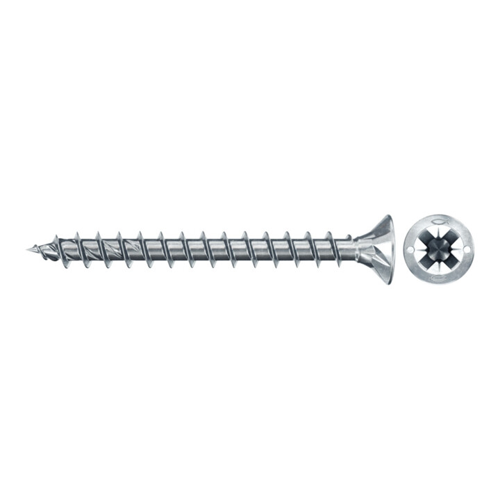 fischer Vis PowerFast II FPF II CZF 3,5x40 BC 300 Tête fraisée, empreinte PZ, zingué blanc, filetage total
