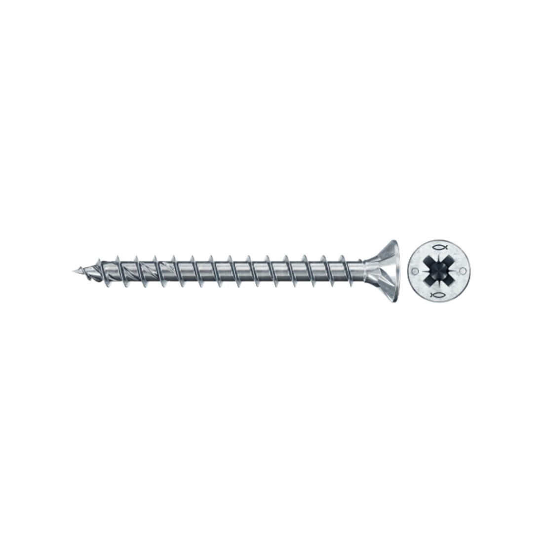 fischer Vis PowerFast II FPF II CZF 4,0x30 BC 1000 Tête fraisée, empreinte PZ, zingué blanc, filetage total