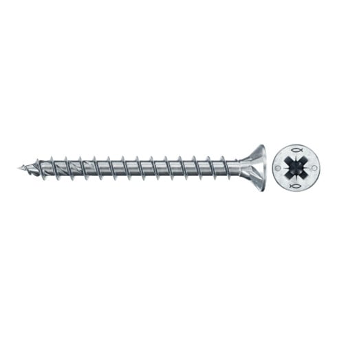 fischer Vis PowerFast II FPF II CZF 4,0x30 BC 1000 Tête fraisée, empreinte PZ, zingué blanc, filetage total