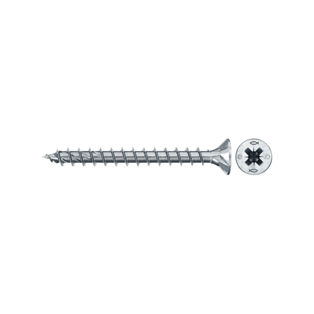 fischer Vis PowerFast II FPF II CZF 4,0x35 BC 300 Tête fraisée, empreinte PZ, zingué blanc, filetage total