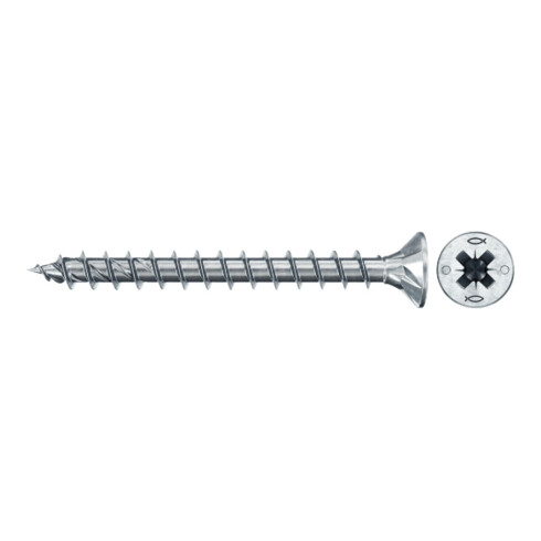 fischer Vis PowerFast II FPF II CZF 4,0x40 BC 300 Tête fraisée, empreinte PZ, zingué blanc, filetage total