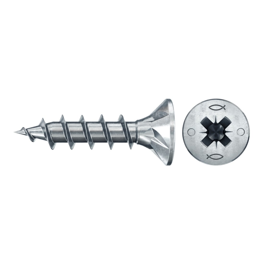 fischer Vis PowerFast II FPF II CZF 4,5x20 BC 300 Tête fraisée, empreinte PZ, zingué blanc, filetage total