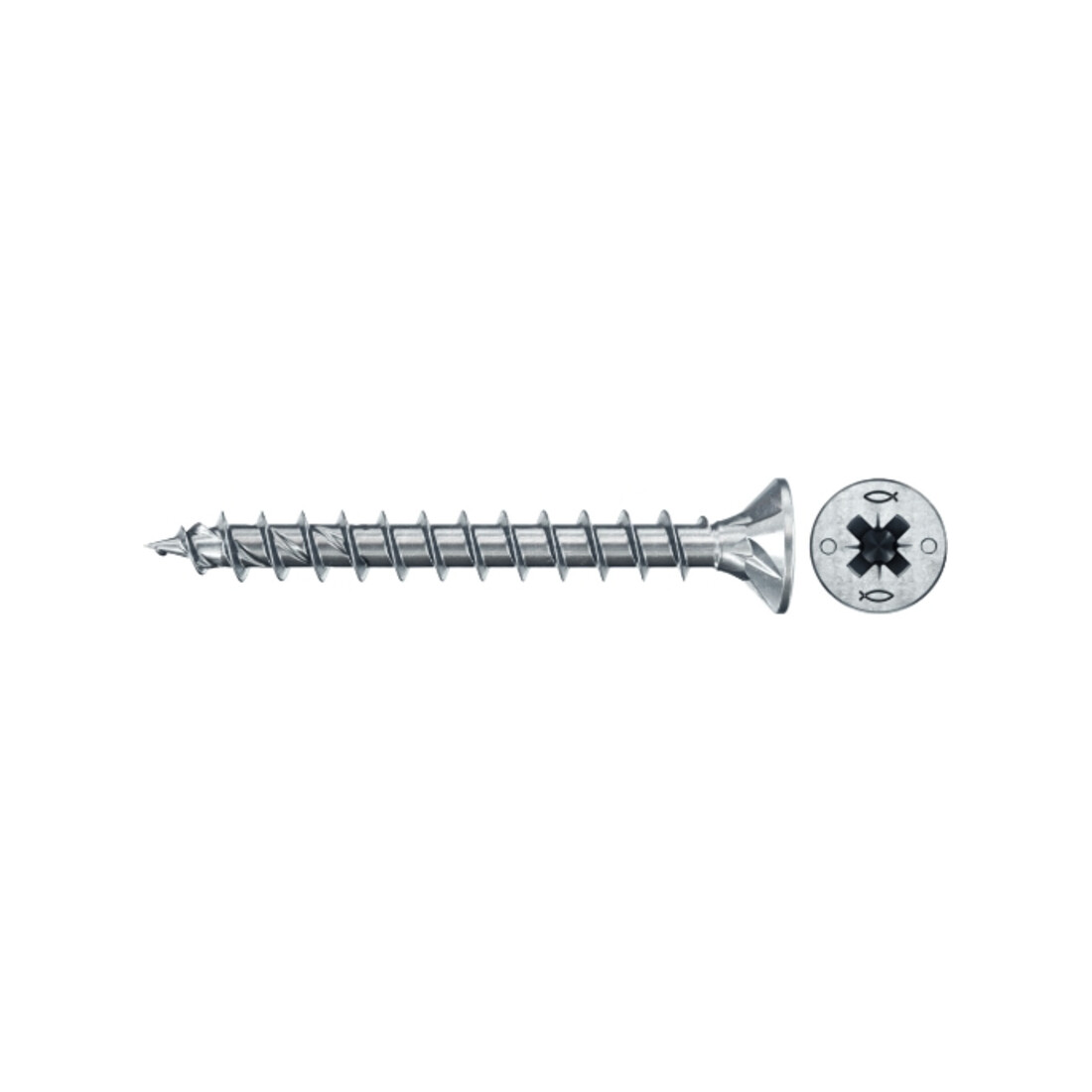 fischer Vis PowerFast II FPF II CZF 4,5x30 BC 300 Tête fraisée, empreinte PZ, zingué blanc, filetage total