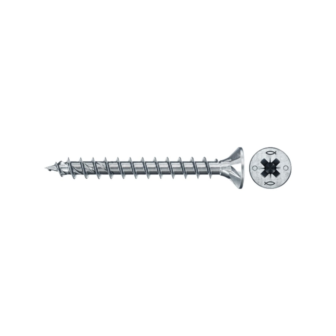 fischer Vis PowerFast II FPF II CZF 4,5x50 BC 200 Tête fraisée, empreinte PZ, zingué blanc, filetage total
