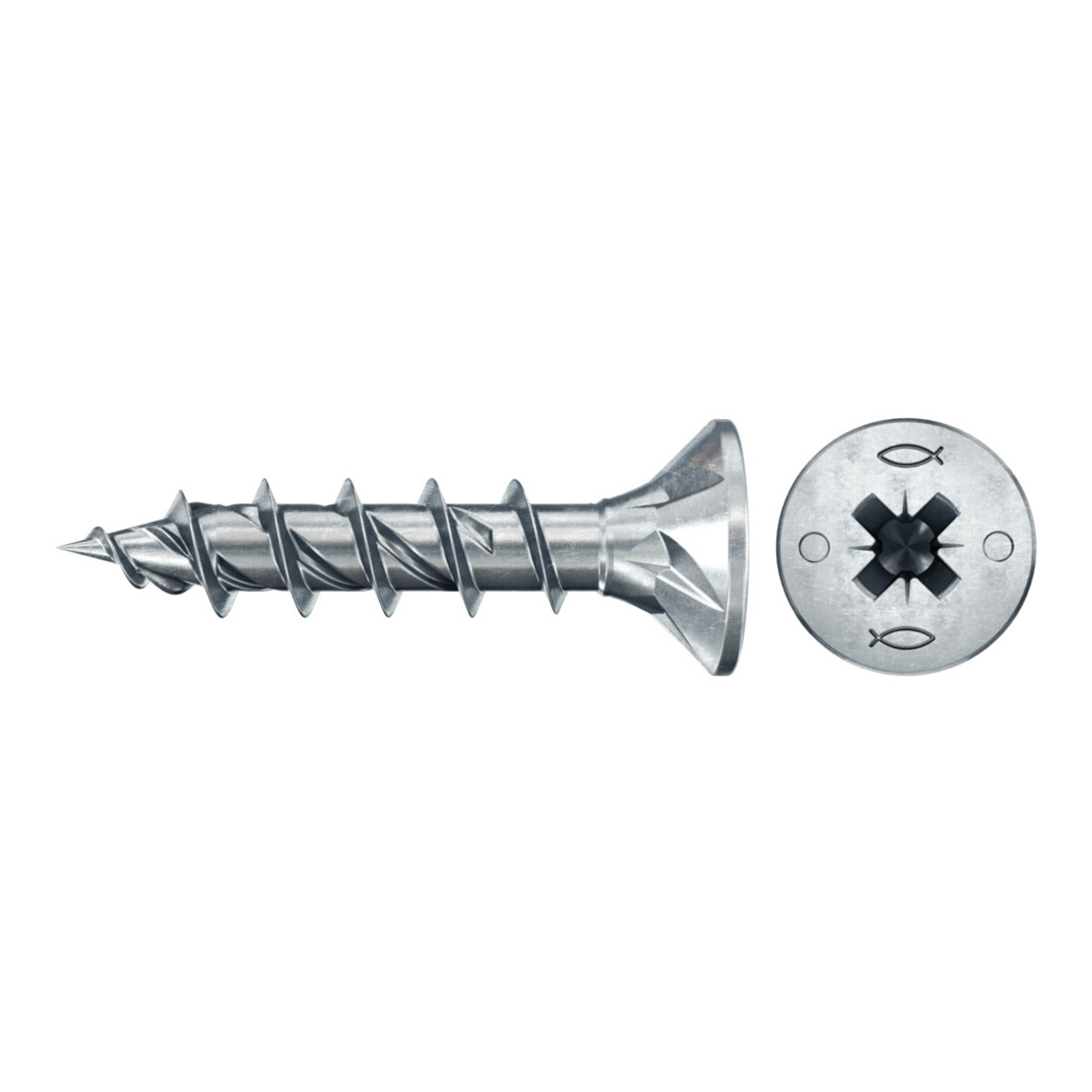 fischer Vis PowerFast II FPF II CZF 5,0x30 BC 500 Tête fraisée, empreinte PZ, zingué blanc, filetage total