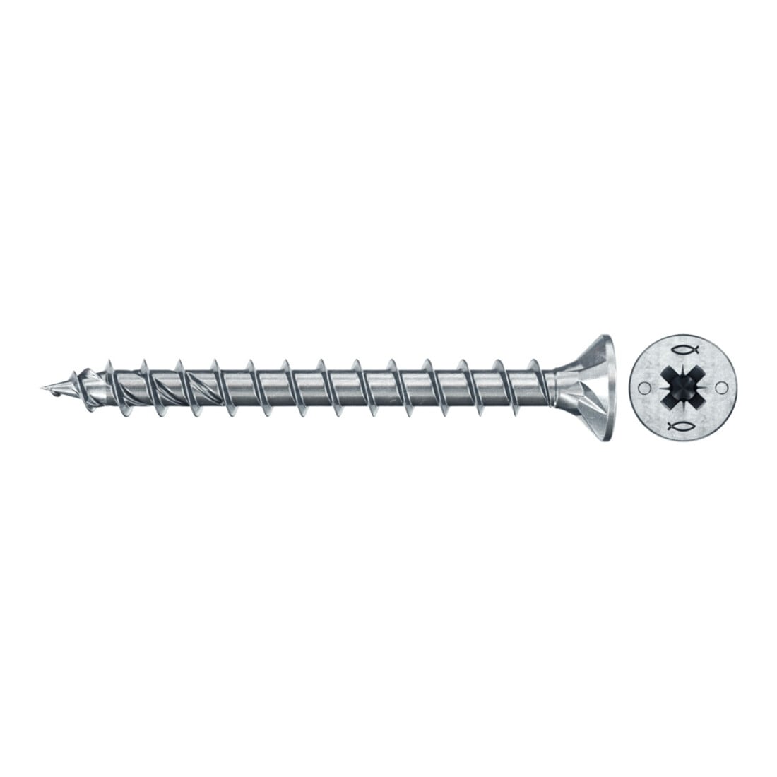 fischer Vis PowerFast II FPF II CZF 5,0x40 BC 500 Tête fraisée, empreinte PZ, zingué blanc, filetage total