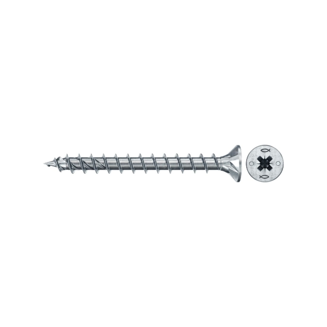 fischer Vis PowerFast II FPF II CZF 5,0x45 BC 500 Tête fraisée, empreinte PZ, zingué blanc, filetage total
