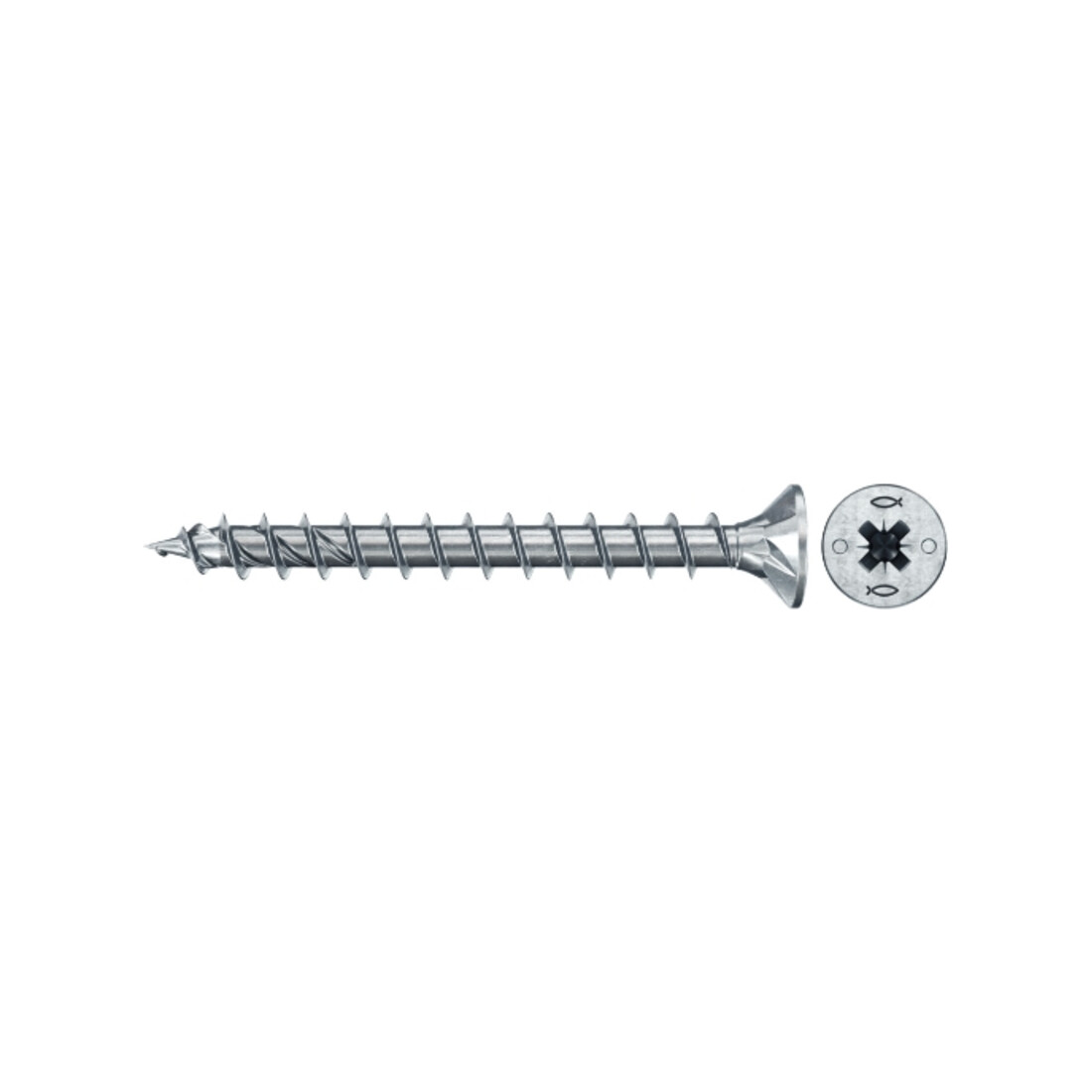 fischer Vis PowerFast II FPF II CZF 5,0x45 BC 500 Tête fraisée, empreinte PZ, zingué blanc, filetage total
