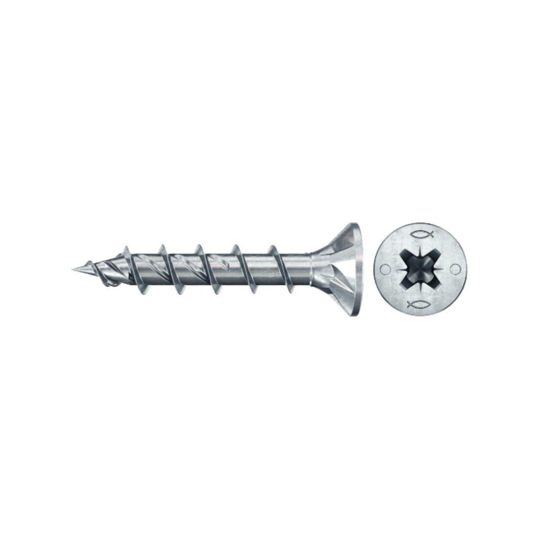 fischer Vis PowerFast II FPF II CZF 6,0x30 BC 200 Tête fraisée, empreinte PZ, zingué blanc, filetage total